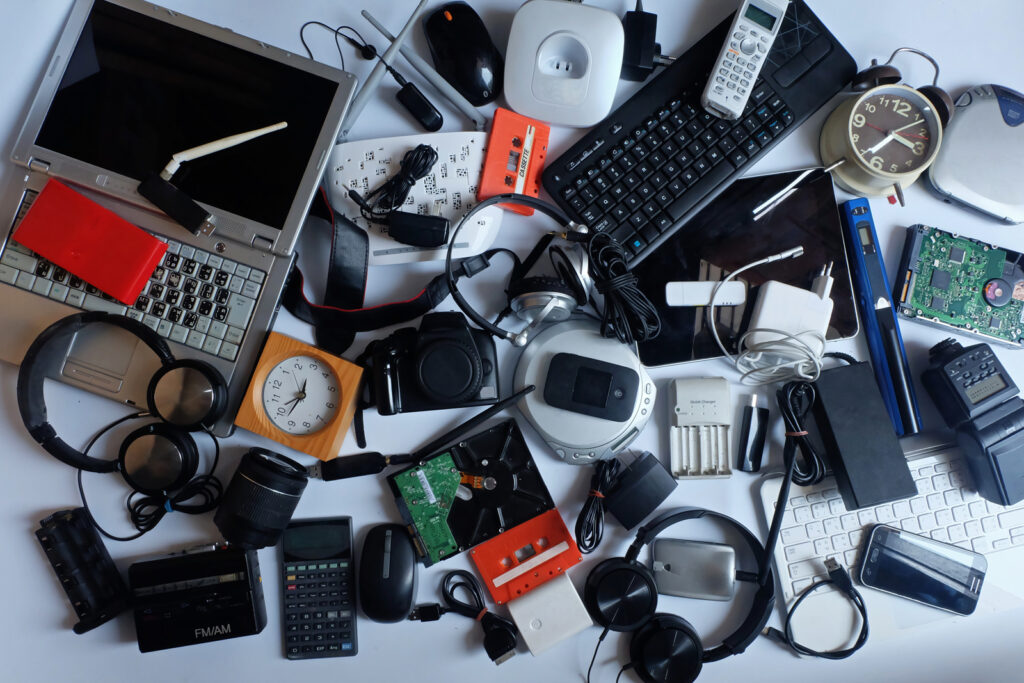 old electronics scattered